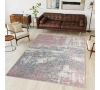 Grey Blush Distressed Traditional Rug Affordable Transitional Abstract Faded Living Room Area Bedroom Hallway Rug