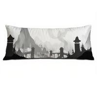 Grey Body Pillow Cover 40 x 145 cm Bolster Pillow Cases, Soft Velvet Lumbar Cushions with Invisible Zipper Decorative Pillows, Landscape Long Bolster Pillowcase for Livingroom Bed Sofa, Gifts B-2952