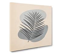 Grey Botanical Rock Composition Canvas Print | Gallery Wrapped 30mm Frame Wall Art | 14x14 inches | Ready to Hang | Modern Floral Picture | Living Room Bedroom Lounge Office