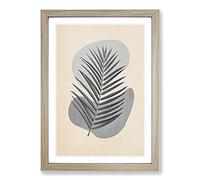Grey Botanical Rock Composition Framed Print | A2 Oak Framed Wall Art | Ready to Hang | Modern Floral Picture | Living Room Bedroom Lounge Office