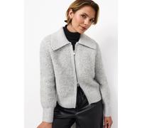 Grey Bouclé Zip-Through Cardigan S