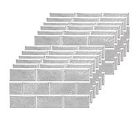 Grey Brick Tile Stickers for Bathroom Kitchen Waterproof Vinyl Stick on Tiles Backsplash Self Adhesives Wall Tile Transfers Peel and Stick Tile Decals for Living Room - 30x15cm (24 Sheets)