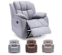 (Grey) Brookline Electric Fabric Auto Recliner Armchair Gaming Usb Lounge Sofa Chair