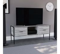 (Grey) Brooklyn 2 Drawer Industrial Style TV Unit