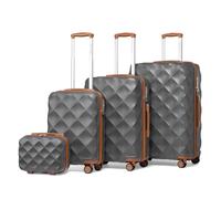 (Grey/Brown, 13/20/24/28 Inch) 1 to 4 Pcs ABS Hard Shell Travel Suitcase with TSA Lock