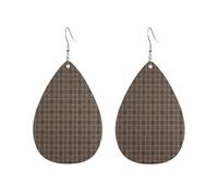 Grey Brown Black Checkered Green Yellow Checkered Women Earrings Candy Colored Lightweight Double-Side Printed Drop Dangle Earring