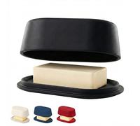 Grey Butter Dish with Lid for Countertop - Modern Plastic Dark Grey Butter Crock - Dishwasher Safe Butter Keeper -Butter Holder Container Perfect for Large European Style Butter Such as Kerrygold