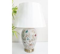 Grey Butterfly Ceramic Table Lamp With Plain Shade