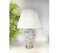 Grey Butterfly Ceramic Table Lamp With Pleated Shade