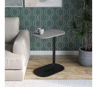 (Grey) C Shaped Wood & Metal Oval Side End Table