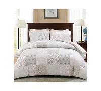 (Grey Camel, Double (200x200cm)) Exclusivo Mezcla Coverless Duvet Set with 2 Pillowcases, 7.5 Tog Reversible Duvet All Seasons with Flower Pattern, Lightweight and Warm