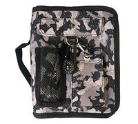 Grey Camo Bible Cover for Men with Compass Carabiner Camouflage Book Covers for Boys Scripture Tote Bible Case