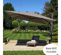 Grey Cantilever Parasol Umbrella 3m Square LED Free Arm Garden Shade Patio Cover