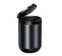 (Grey) Car Ashtray LED Light Portable Aluminum Cup Smokeless