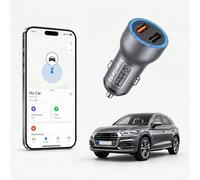 Grey Car GPS Tracker for Vehicles, 2 in 1 Cigarette Lighter Locator with Dual USB Ports, Plug & Play Vehicle Location Tracker Compatible with Apple Find My, No Monthly Fee No SIM Card, Gray (iOS Only)