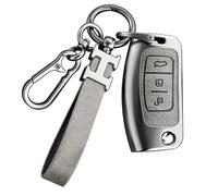 Grey Car Key Cover Case Compatible with Ford Fiesta Focus Galaxy Kuga C-Max S-Max Mondeo MK4 Car Key Fob Case for Ford 3 Buttons Flip Folding Key