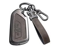 Grey Car Key Fob Cover Compatible with VW Volkswagen Golf 8 Cupra Formentor Born Seat Leon Ateca Skoda Octavia Enyaq ID3 ID4 3 Button Alloy Car Key Case Cover with Leather Keychain