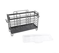 Grey Carbon Steel Utensil Holder Wall Mounted Drying Rack with Drain Tray for Kitchen Forks Spoons Chopsticks Organizer Storage(3 Compartments)