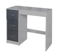 URBNLIVING 3 Drawer Wooden Bedroom Dressing Table (Grey Carcass + Black Drawers)