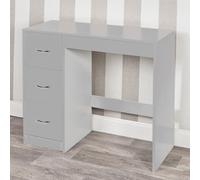 URBNLIVING 3 Drawer Wooden Bedroom Dressing Table (Grey Carcass + Grey Drawers)