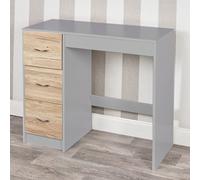 Urbn-Living Urbnliving Height 79.5Cm 3 Drawer Wooden Bedroom Dressing Computer Work Table Desk Grey Carcass And Oak Drawers Jewellery