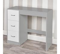 URBNLIVING 3 Drawer Wooden Bedroom Dressing Table (Grey Carcass + White Drawers)