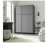 (Grey Carcass with Grey Doors) 6 Sliding Doors Wardrobe Bedroom Storage Closet Clothes Hanging Rail Cupboard