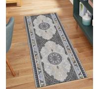 Grey Carpet Runner for Kitchen Non Slip Vintage 90x180CM Washable Runner Mat for Hallway Home Decor Long Long Runner Rug for Bedroom