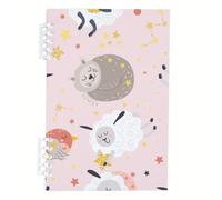 Grey Cat and White Sheep Notebook, Sleeping Cat A5 Notebooks, Lined Paper A5 Refillable Notebook 120Pages/60Sheets, Note Book for Writing, Workbook for Study, College Supplies Women Man