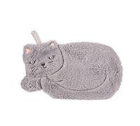 Grey Cat Animal Character Warm hot Water Bottle with Removable Fluffy Cover