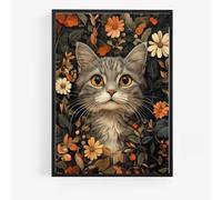 grey cat kittens Print Picture Poster preppy portrait A4 UNFRAMED wall art Home decor Decorating orange aesthetic autumn abstract art