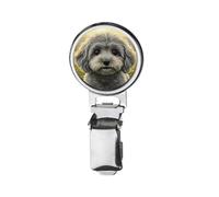 Grey Cavapoo Dog Printed Image with a Transparent Rubber Dome Cover on Dog Show Ring Clip with id Card Holder CODEMAKE