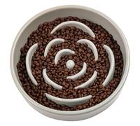 Grey Ceramic Dog Bowl Slow Feeder for Medium and Large Breed,1.5 Cup 8.26 in Slow Feeding Bowl,Puzzle Dog Food Bowl for Fast Eater,Maze Dish for Fast Eater