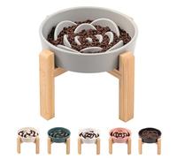 Grey Ceramic Dog Bowl Slow Feeder for Medium and Large Breed,Elevated/Raised 1.5 Cup 8.26 in Slow Feeding Bowl,Puzzle Dog Food Bowl for Fast Eater,Maze Dish for Fast Eater