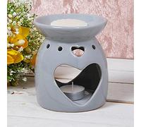 Grey Ceramic Heart Fragrance Oil Burner Wax Warmer Tealight Holder