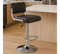 Orsina Grey Channel Design Seat Bar Stool, Adjustable Height Kitchen Bar Stool, Footrest Swivel Barseat