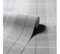 GREY CHECKED COUNTRY TARTAN TEXTURED PASTE THE WALL WALLPAPER ARTHOUSE 294901