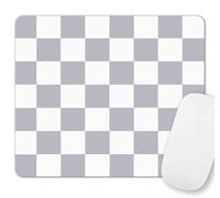 Grey Checkered Mouse Pad, Boho Neutral Modern Gray Pattern Mousepad, Square Premium Texture Cute Mouse Pad Design for Office Work Home, Non-Slip Rubber Gaming Mouse Mat for Computer Laptop