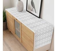 Grey Checkered Table Runner 14x72 inch Abstract White Geometric Argyle Stripe Modern Cotton Linen Dining Table Runner Ideal for Dresser Kitchen Coffee Tables - Machine Washable