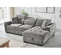 Grey Chenille Fabric Corner Sofa Bed With Storage 2C1 Sofabed