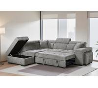Grey Chenille Fabric Corner Sofa Bed With Storage And Ottomans 1C2 Sofabed