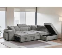 Grey Chenille Fabric Corner Sofa Bed With Storage And Ottomans 2C1 Sofabed