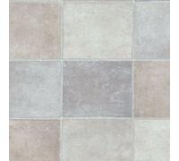 Grey Chequers Stone Effect 2.8mm SheetVinyl Flooring-1mX3m Vinyl Flooring UK Brown One Size