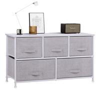 (Grey) Chest of Drawers, 5 Fabric Drawers Storage Unit