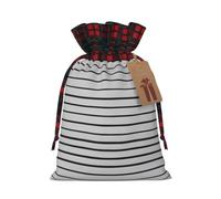 Grey Christmas Drawstring Gift Bags With Tags,Xmas Candy Bag | 2 Sizes 6.9""X11.8"" /4.7""X8.3""Plaid Cotton Bags Sacks Xmas Red Wrapping Storage Bags For Gift Candy Goodie Party Suppliy