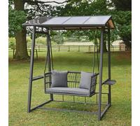 Grey "Cliveden" Rattan Garden Swing Chair Outdoor Patio 2 Person Seating