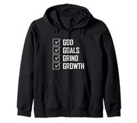 Grey Color Goals Grind Growth Grey Graphic Zip Hoodie