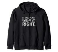 Grey Color Hated & Doing It Right Grey Graphic Zip Hoodie