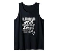 Grey Color Laugh But Don't Trust Grey Graphic Tank Top