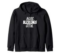 Grey Color More Blessings Coming Y'all Grey Graphic Zip Hoodie